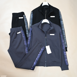 秋冬新款女士平纹织带字母立领长袖卫衣+休闲卫裤运动套装