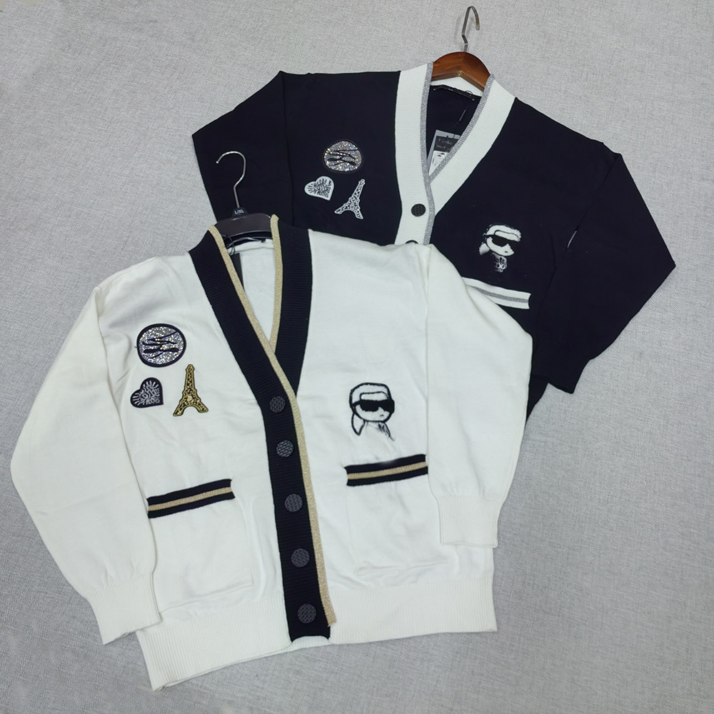 美系K尔  春秋新款女士棉线贴布V领撞色开衫长袖针织衫,女装/女士精品,毛针织衫,淘宝优惠券,粉丝福利购,淘宝优惠卷