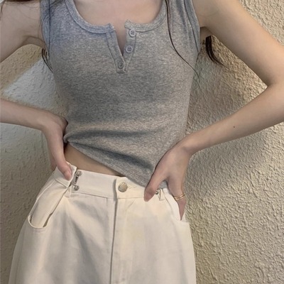 大码设计感小众吊带背心女夏季带胸垫内搭遮副乳辣妹外穿短款上衣
