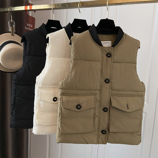 胖妹妹羽绒马甲女秋冬新款欧货洋气宽松显瘦马夹棒球服背心短外套