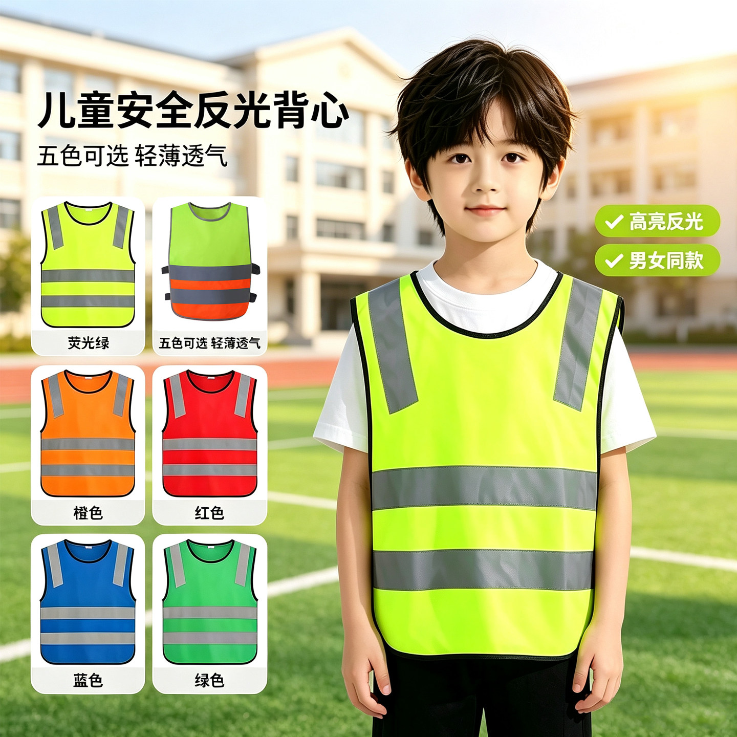 轻便儿童反光马甲荧光服