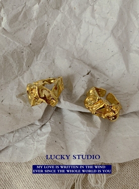 欧美18K金色开口可调节戒指女