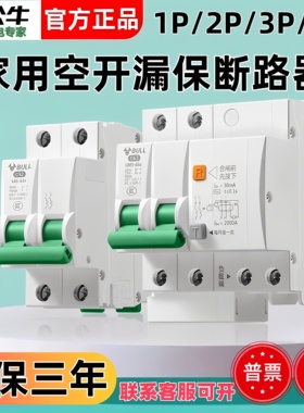公牛漏电保护器家用空开220v漏保总开关断路器2P32a63a空气开关