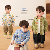 印花婴儿春装 小O爸男婴童 纯棉a类2026新款 男宝休闲长袖 宝宝衬衫