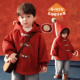 小O爸男婴童 男宝宝呢子外套红色复古牛角扣婴儿新年连帽拜年服