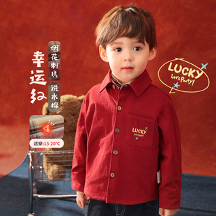 纯棉新年婴儿薄款 小O爸男婴童 2025新款 男宝秋冬季 拜年服 宝宝衬衫