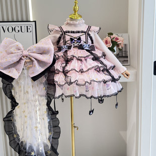 女童库洛米裙子毛衣裙秋冬款儿童洛丽塔生日公主礼服万圣节连衣裙