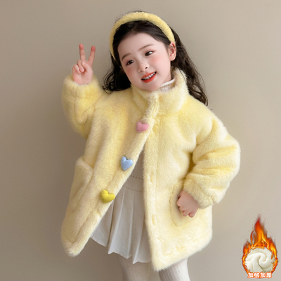 女童毛毛外套冬装一体貂皮毛