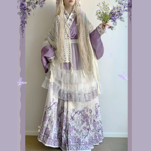 青山辞原创汉洋折衷明制汉服女交领琵琶袖 马面洛丽塔罩裙秋冬套装