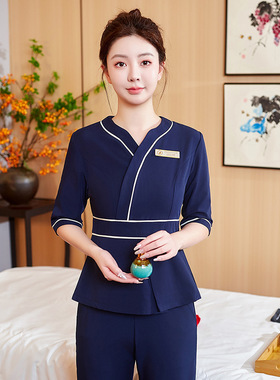 足浴桑拿工作服美容技师服套装女春夏高端医美SPA养生馆制服工厂
