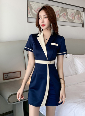 足浴技师工作服女新款养生会所显瘦足疗酒店前台桑拿工衣气质套装