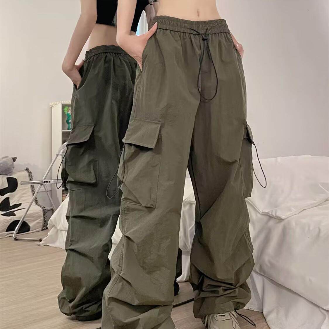 美式高街复古工装裤女春秋季2025新款hiphop宽松休闲阔腿裤子夏季
