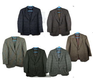 秋冬条纹条格日系韩版 时尚 西服外套修身 古着男款