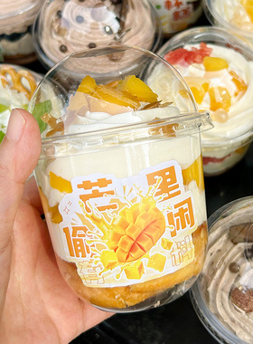 瑞文烘焙网红水果蛋糕杯包装盒啵啵杯透明一次性慕斯杯甜品蛋糕杯