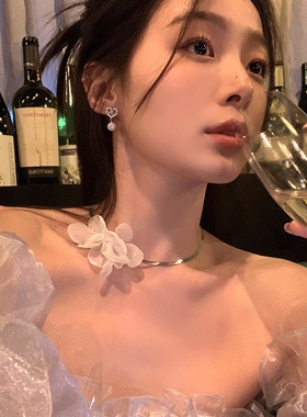 氛围感花朵气质钛钢项链女ins小众高级感甜美度假风锁骨链颈链