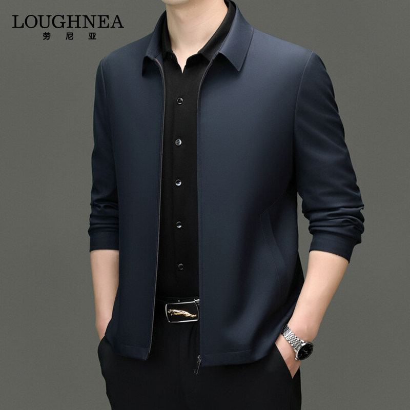 LOUGHNEA轻奢翻领中年休闲夹克外套男2026新款时尚修身商务上衣潮