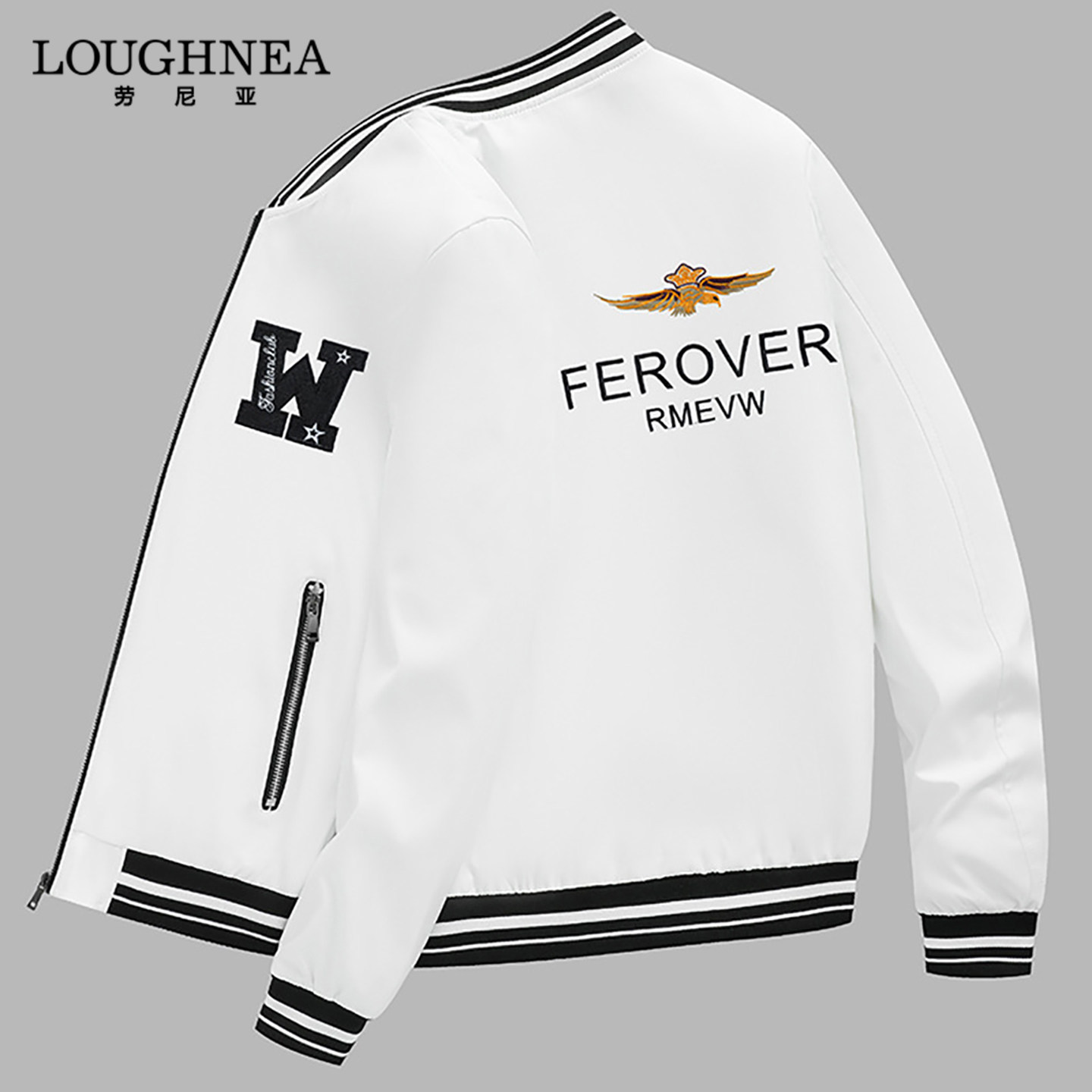LOUGHNEA欧洲站轻奢字母刺绣夹克男春秋2025新款潮牌休闲立领外套