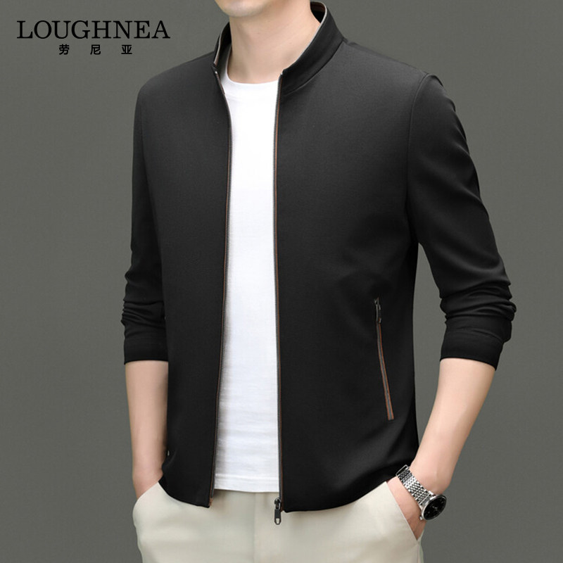 LOUGHNEA高端立领商务休闲夹克男春季新款时尚修身中青年茄克外套