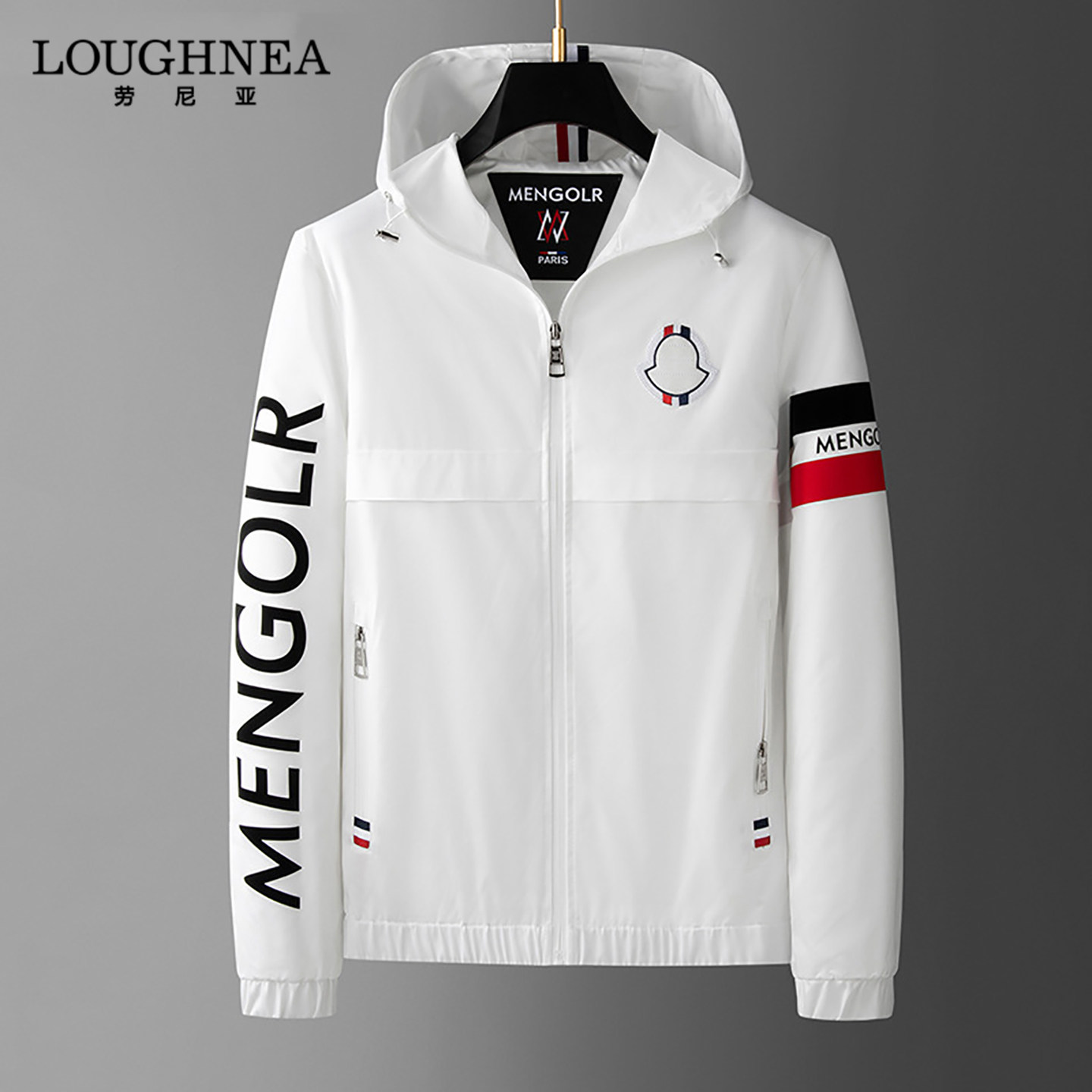 LOUGHNEA轻奢欧洲站刺绣连帽外套男春秋2026新款休闲时尚运动夹克