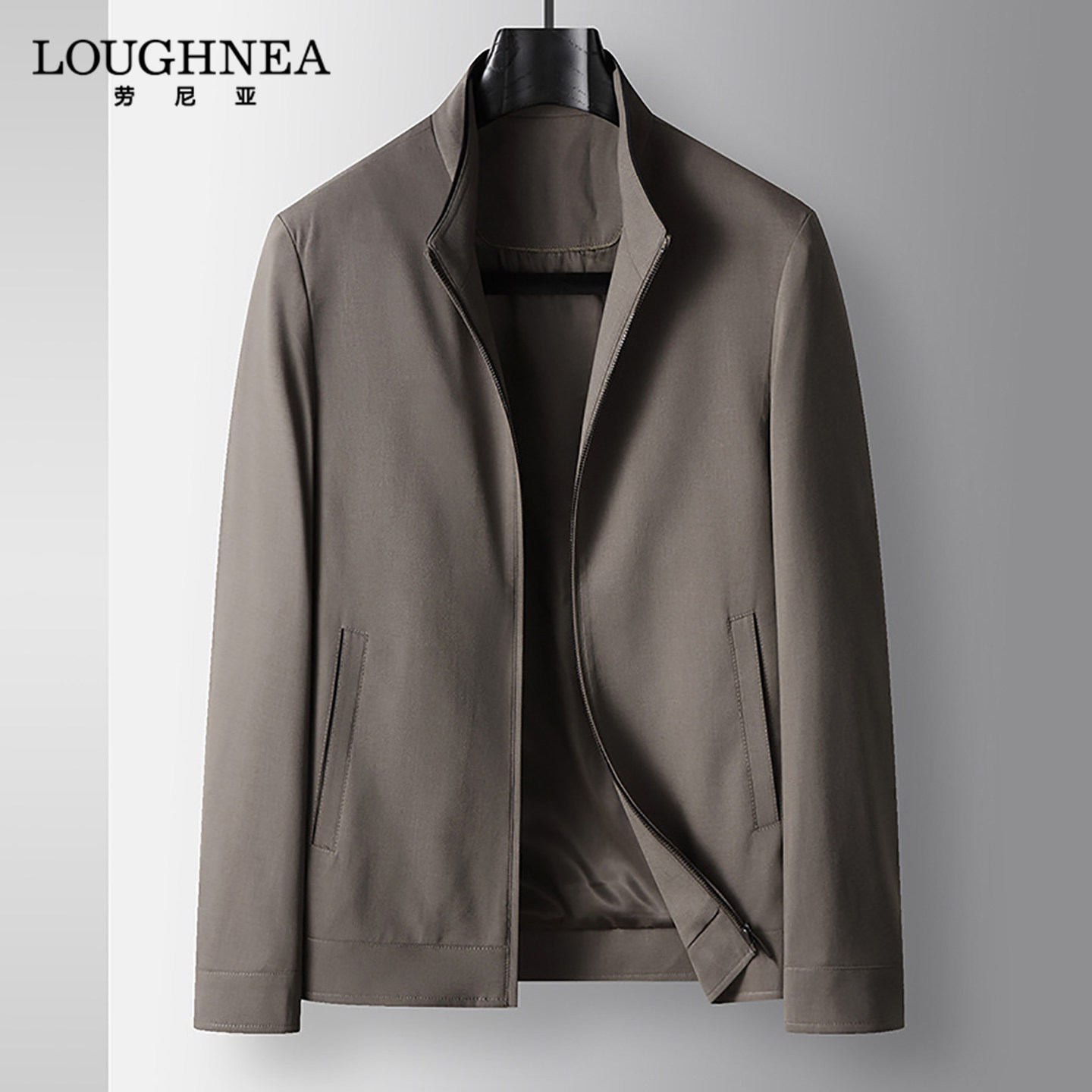 LOUGHNEA高端立领薄行政夹克男外套春秋季中年商务免烫易打理上衣