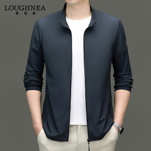 LOUGHNEA高端中年立领轻薄防晒衣男夏季休闲宽松爸爸装防晒服外套