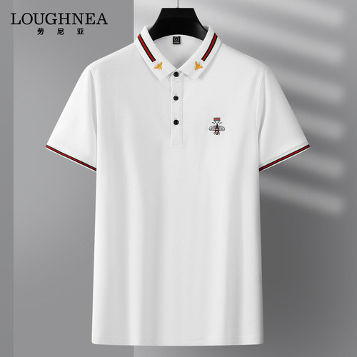 LOUGHNEA品牌蜜蜂刺绣短袖POLO衫男夏季新款青年商务休闲翻领T恤