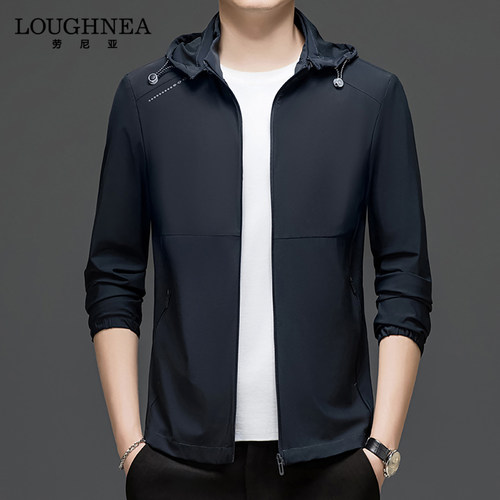 LOUGHNEA高端轻薄连帽防晒衣男外套夏季中年休闲宽松户外钓鱼服