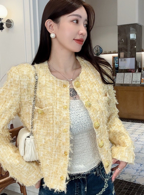 2025热销仙女气质小香风单排扣短款短外套PS26037