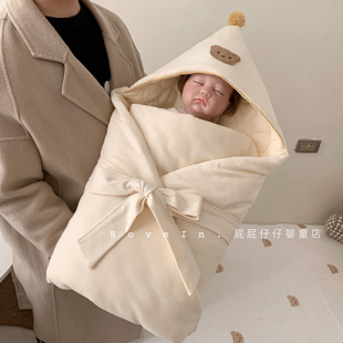 防惊跳 新生婴儿抱被初生包被纯棉用品秋冬季 加厚包单包裹外出冬款