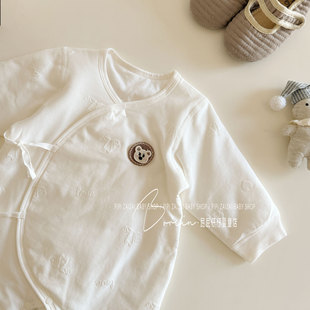 冬季初生薄棉衣0-3个月新生婴儿护肚衣服春秋宝宝连体衣夹棉哈衣