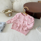 2025婴幼儿蝴蝶结新款 毛衣外套 洋气春秋上衣男女宝宝可爱针织开衫