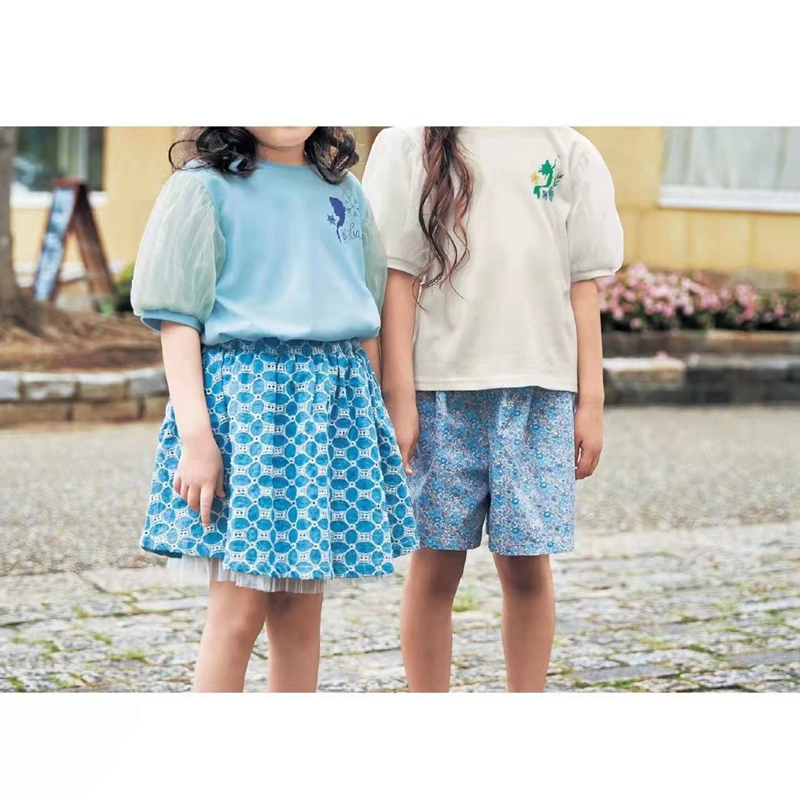 千趣家儿童夏季女童纯棉蓬松袖T恤洋气韩版圆领休闲卡通短袖上衣