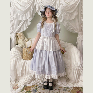 甜美泡泡袖 风琴褶拼接圆领T恤女夏宽松花边半身裙 仲夏夜 Labeau