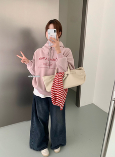 【特价清仓 不退不换】oneseven2025韩系字母连帽卫衣女加绒宽松