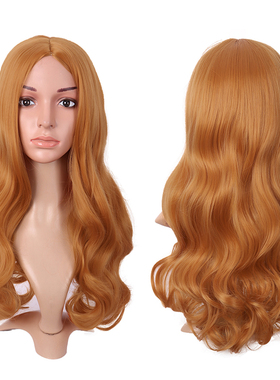 长卷发大波浪甜美可爱动漫cos中分刘海全头套金橙色Lolita假发女