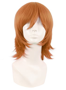 潼漫 cos假发女短发万用金桔金橙色40CM加长反翘狼尾高温丝全头套