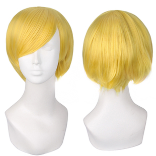 潼漫 cos假发男女适用短发30CM万用反翘直发金黄色动漫假毛全头套