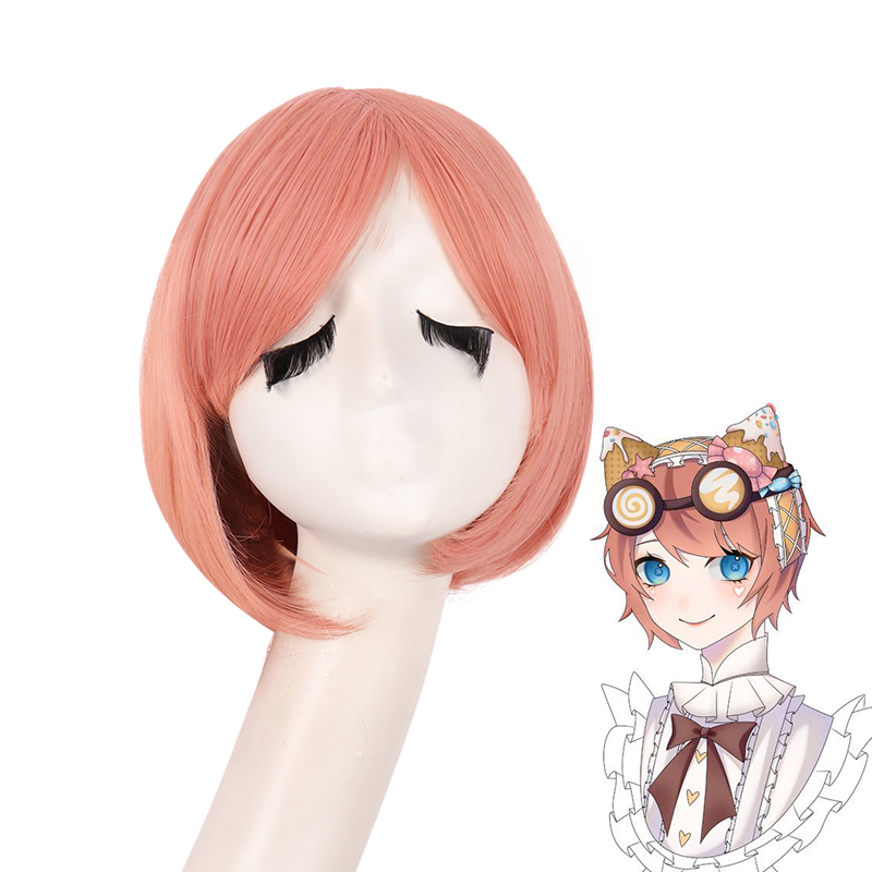 机械师糖果橘粉可爱风游戏假发