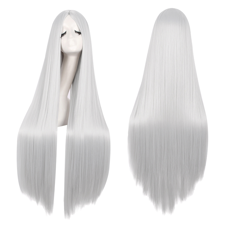 潼漫高温丝浅灰色中分cos假发