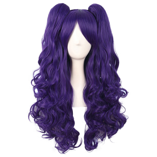 潼漫 cos假发女长卷发洛丽塔抓夹双马尾大波浪深紫色小马珍奇头套