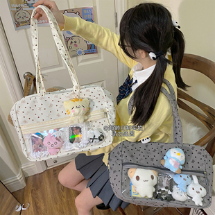 海獭可爱日系二次元 森女痛包大容量透明谷子吧唧追星小卡单肩包