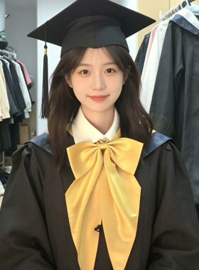 学士服黄色领结整箱 毕业季活动用免打领花 工厂现货