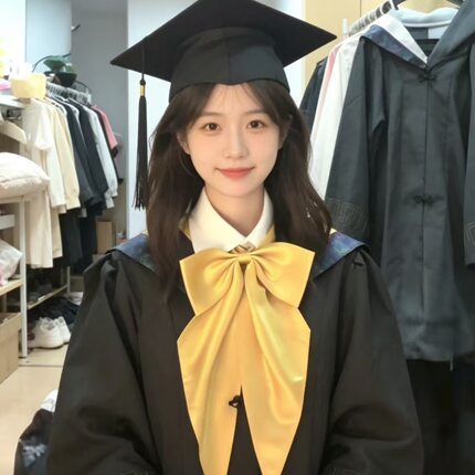 学士服黄色领结整箱 毕业季活动用免打领花 工厂现货