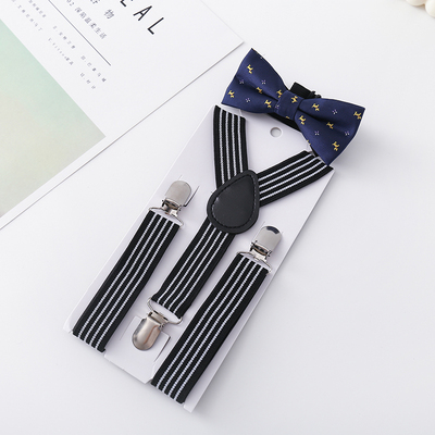 裤子小孩女童弹力可调条纹背带夹