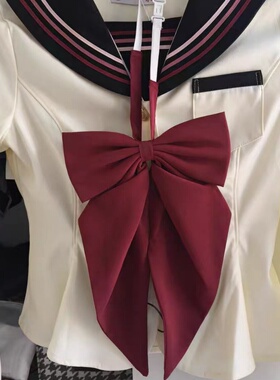 酒红粉色超大领结女纯色蝴蝶结jk制服衬衫学院风燕尾水手服领花