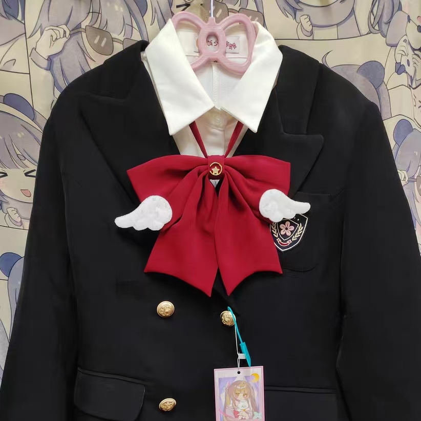 星星粉色超大领结女酒红色蝴蝶结jk制服衬衫学院风燕尾水手服领花