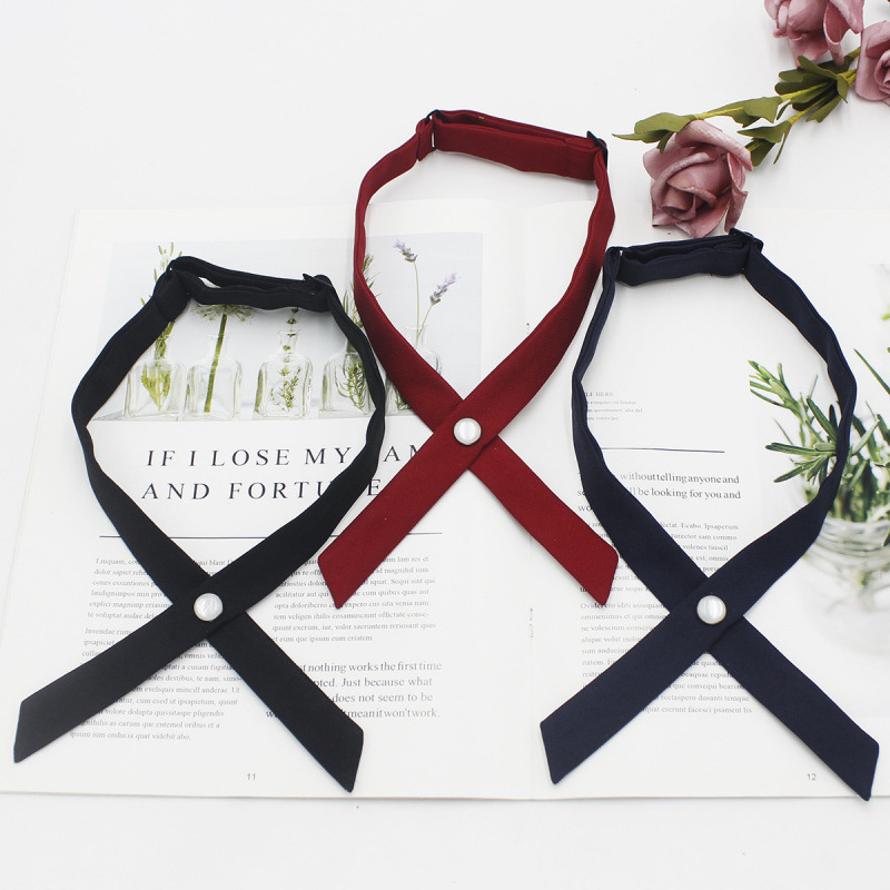 现货纯色细交叉领结女衬衫扣 泰国校服学院风十字jk领结领花