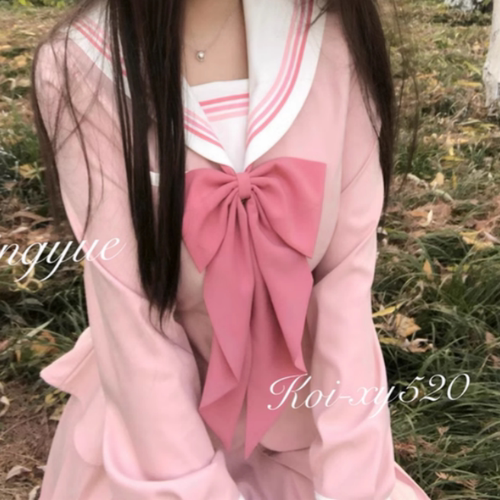 饭饭少女家粉色超大领结女纯色蝴蝶结jk制服衬衫燕尾水手服领花
