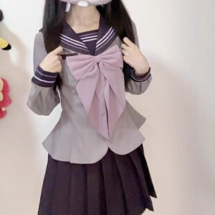 酒红紫色超大领结女纯色蝴蝶结jk制服衬衫学院风燕尾水手服领花