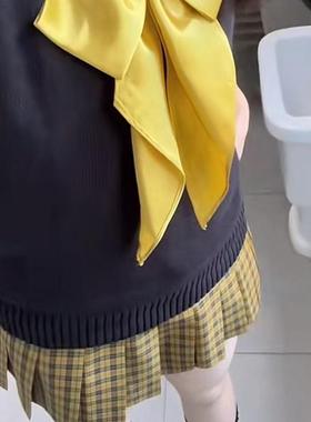 黄色超大领结女纯色蝴蝶结jk制服衬衫酒红学院风燕尾蝶龙领花